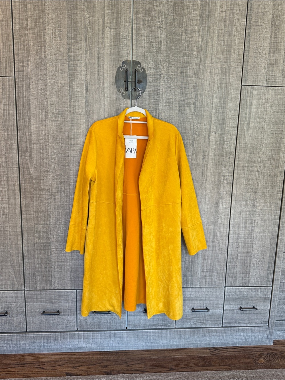 Zara Faux Suede Open-Front Trench Coat